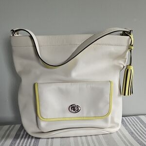 Coach Cream and Yellow Shoulder Bag